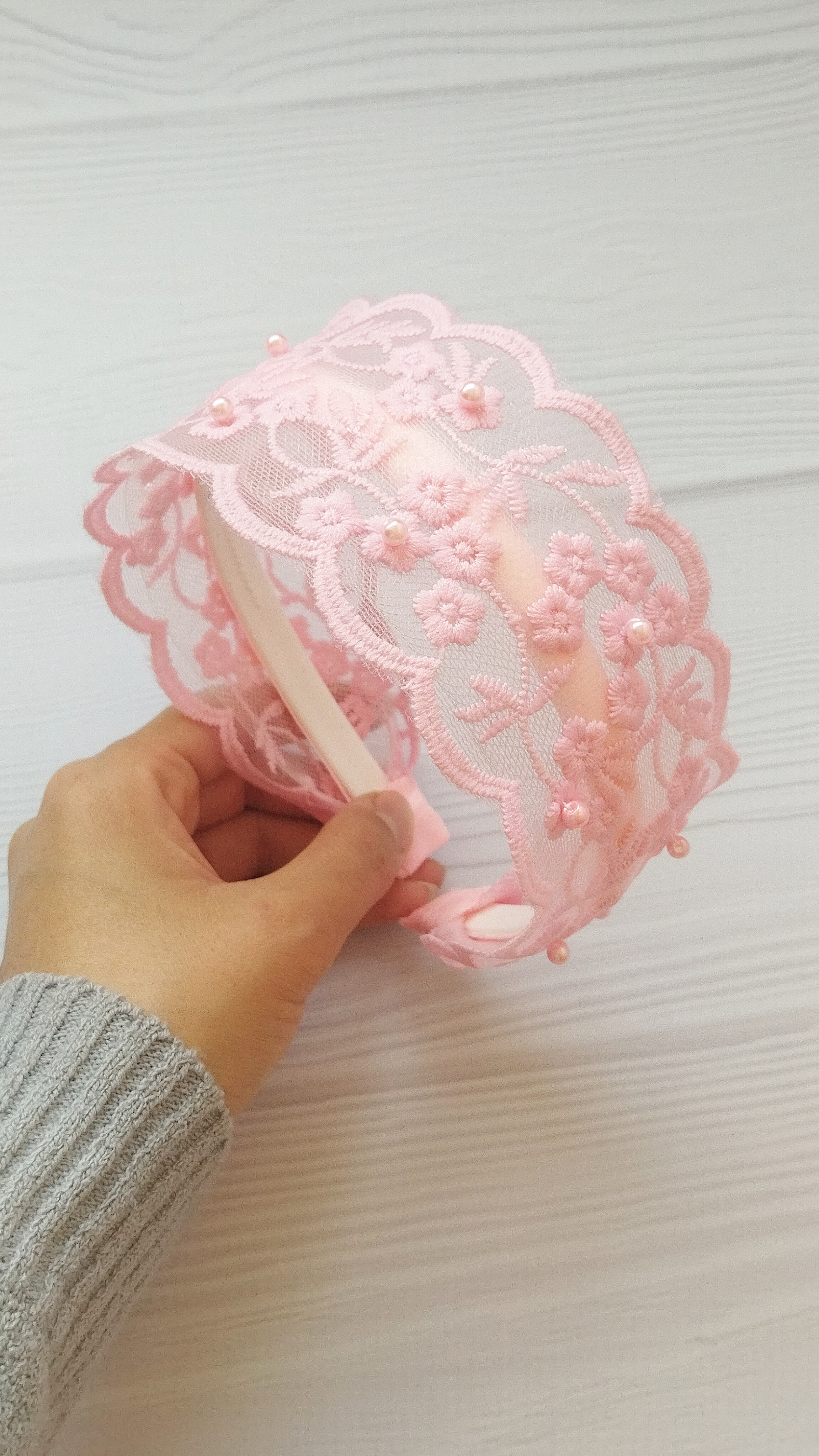 تصویر تل دانتل دست ساز زنانه - صورتی 